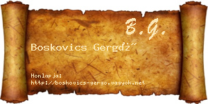Boskovics Gergő névjegykártya